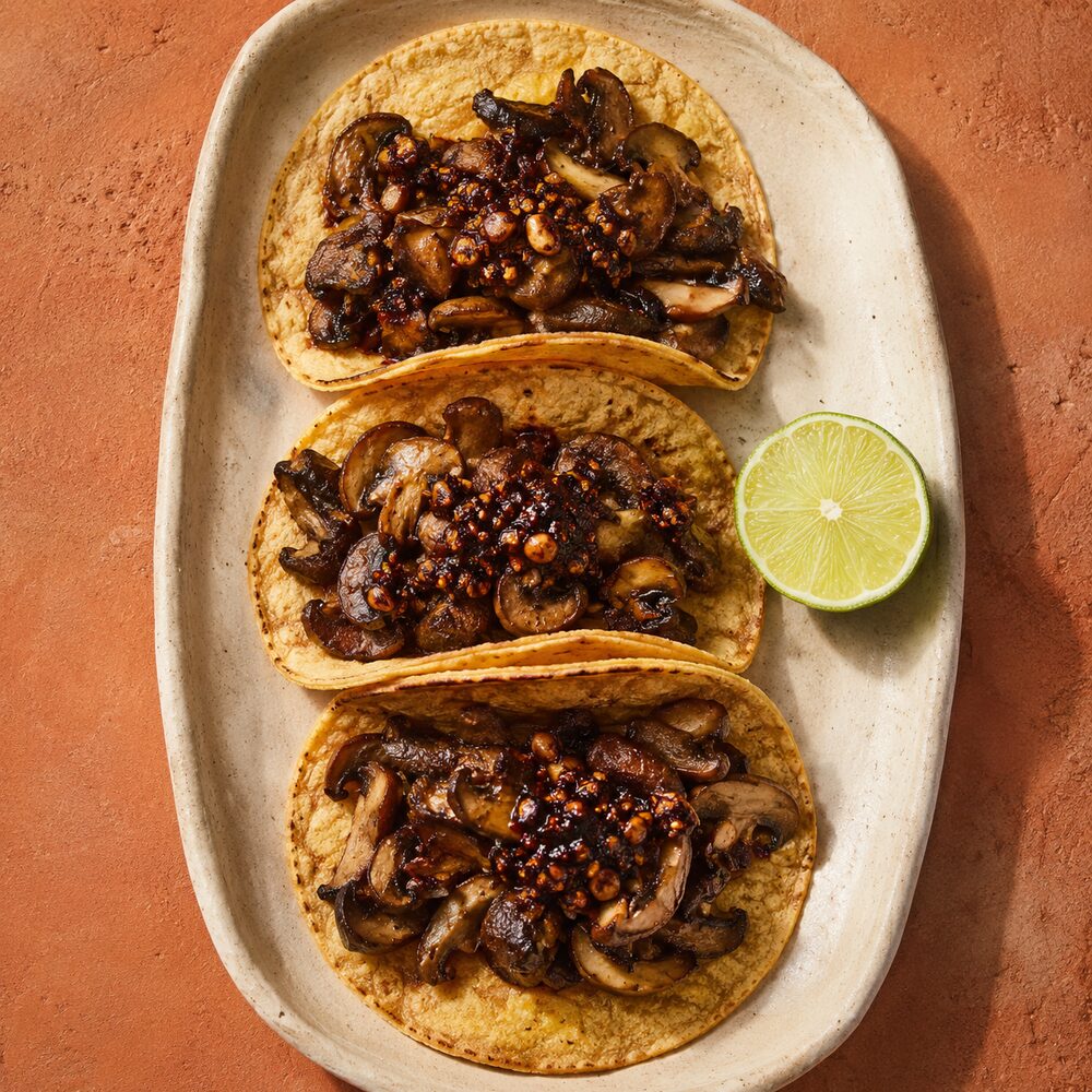 Tacos de setas con macha